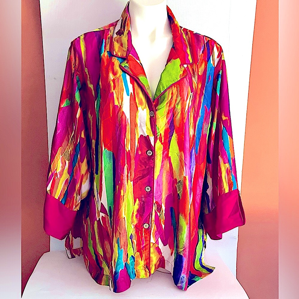 Natori Colorful Button Down Pajama Top